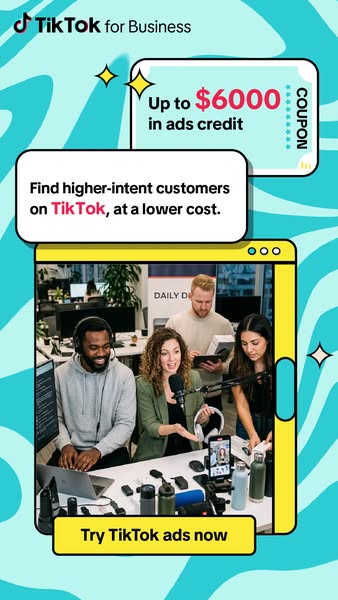 This TikTok for Business ad promotes TikTok ads as a way to find higher-intent customers at a lower cost. The ad feature