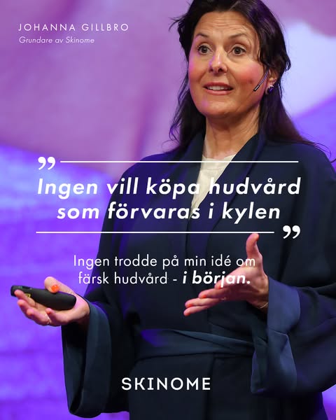 This image ad tells the story of the founder of Skinome and how the brand came to be. It emphasizes their approach to sk