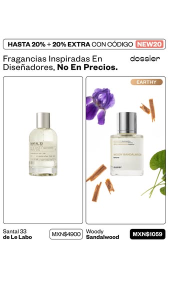 An image ad comparing and offering a discount on two different fragrances from Dossier.