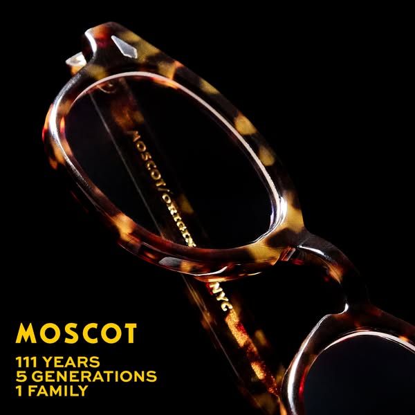 This image ad for Moscot Eyewear focuses on the company's family owned history to create a sense of heritage, value,