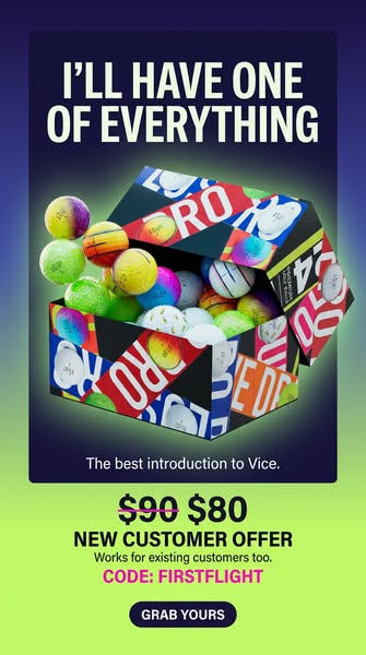 This image ad promotes Vice golf balls, highlighting a new customer offer, and uses the headline "I'LL HAVE ONE