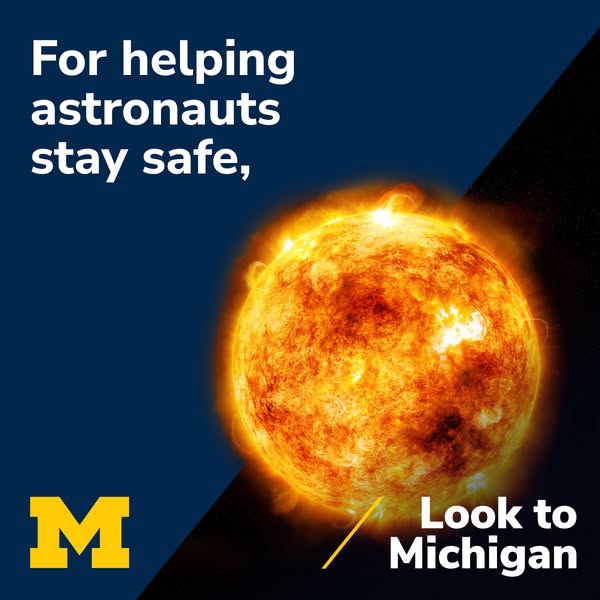 The image ad is for the University of Michigan. It features an image of the sun and promotes the university's contri