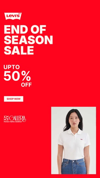 This image ad for Levi’s announces an end of season sale offering up to 50% off.