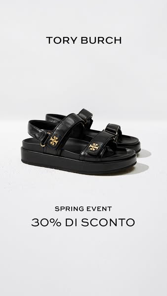 This is a product ad for Tory Burch sandals. The ad features an image of the sandals with the words "SPRING EVENT 3