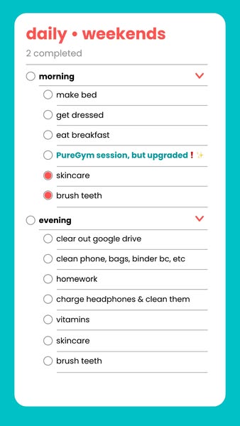 The ad shows a digital to-do list with some completed items. The ad is likely for a product that helps people organize t