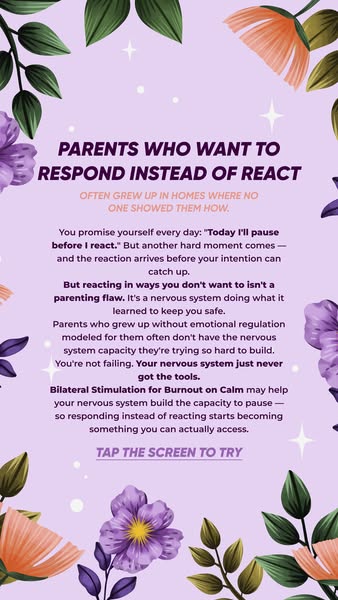 This image ad encourages parents who struggle with reacting instead of responding to their children to try Bilateral Sti