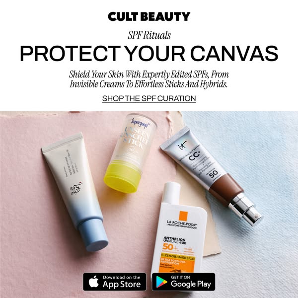 This ad from Cult Beauty promotes a curated selection of SPF products for skin protection. It highlights various SPF for