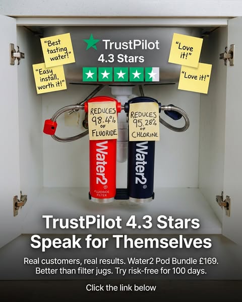 This ad for the Water2 pod bundle highlights its TrustPilot rating and customer testimonials to build trust and encourag