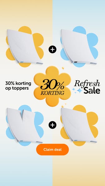 This image ad promotes a 30% discount on toppers during a 'Refresh Sale'. The design features four mattress topp