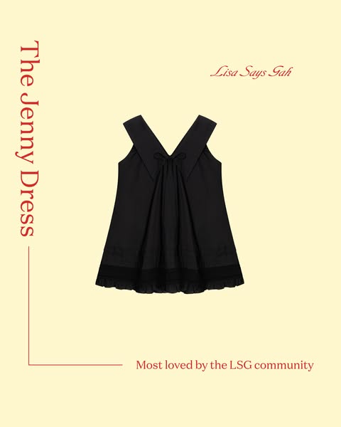 This image ad is for Lisa Says Gah's Jenny Dress, highlighting its popularity with the LSG community. It employs a s