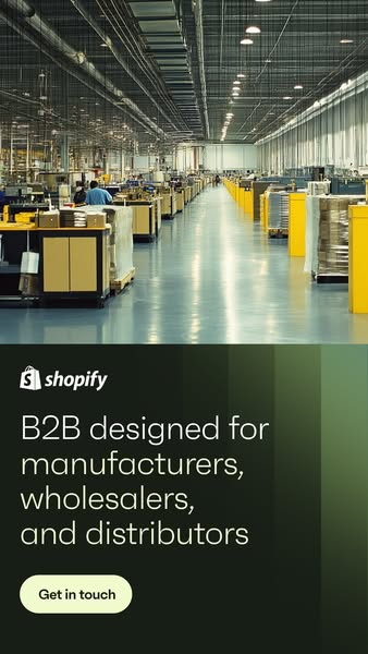 This ad for Shopify is targeted towards B2B manufacturers, wholesalers, and distributors.