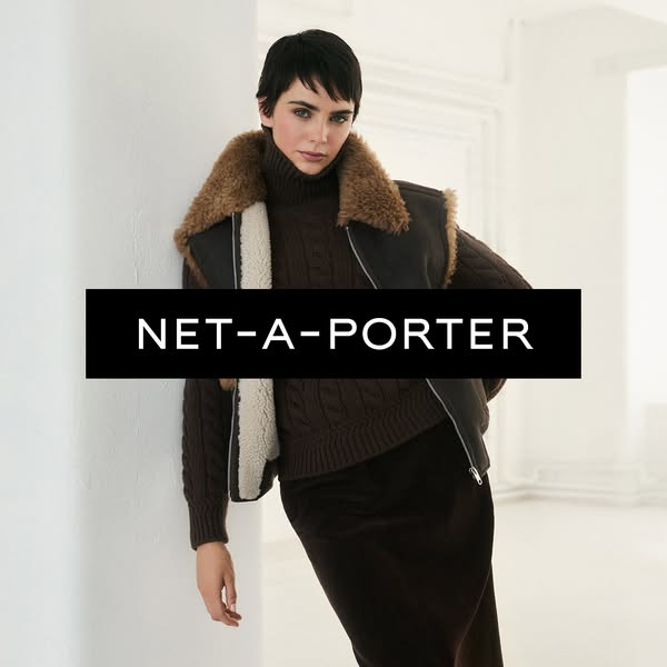 This ad features a woman wearing clothing from Net-A-Porter. The ad is a simple product showcase.