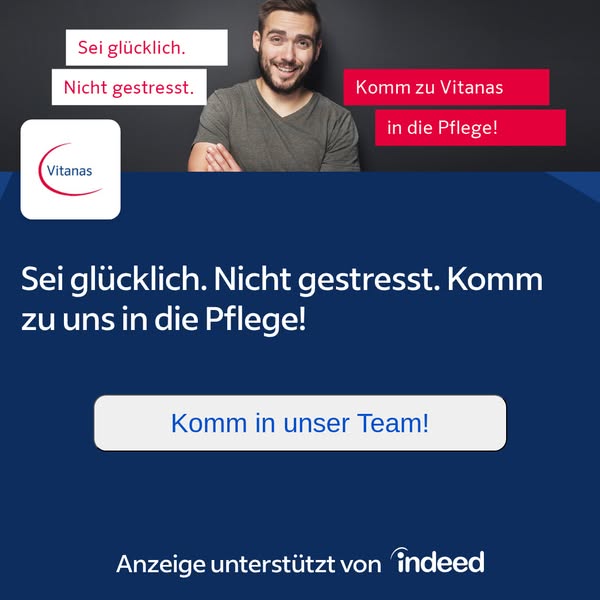 This ad from Vitanas is targeted toward potential employees and invites them to join their care team. The ad uses a happ