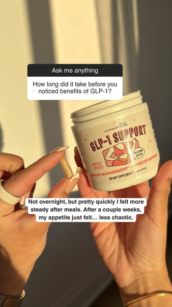 This ad features a customer testimonial about the GLP-1 support supplement. The customer responds to a question about ho