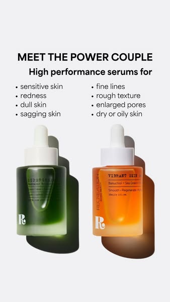 This ad is highlighting two skincare products designed to be used together to target a variety of skin issues, and focus