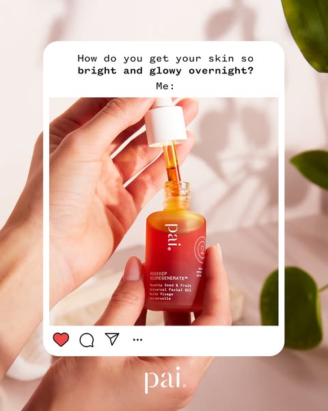 This ad features a social media post that asks how the viewer gets their skin so bright and glowy overnight. The ad then