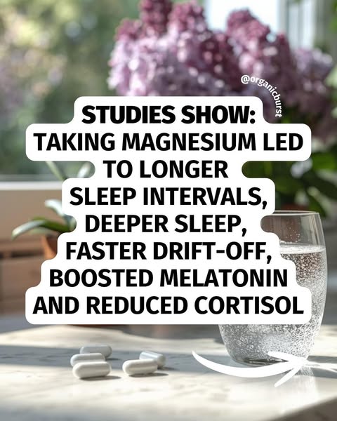 This image ad for Organic Burst promotes their magnesium supplement, emphasizing its benefits for sleep quality and stre