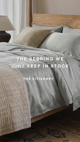 A static image ad for The Citizenry brand bedding. The ad features a photo of the brand's bedding, with the headline