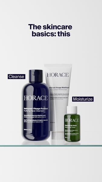 Image ad displaying Horace skincare products (cleanser and moisturizer)