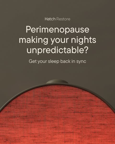 This image ad is targeting women experiencing perimenopause and struggling with sleep issues. It offers the Hatch Restor
