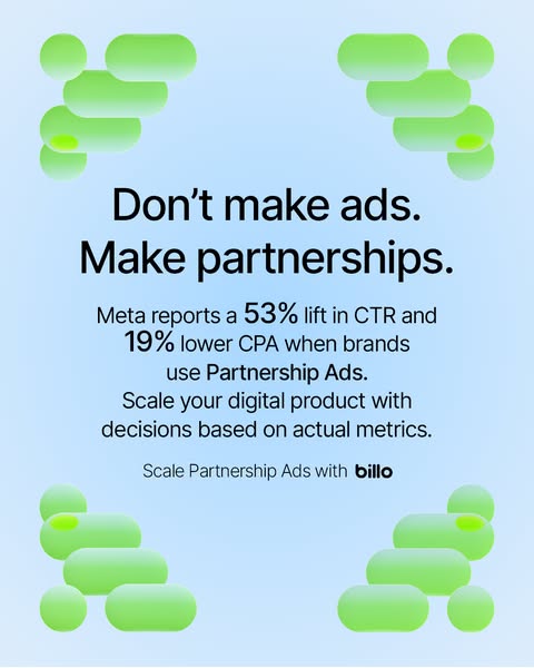 The image is a social media advertisement that makes the case that building partnerships is better than creating adverti