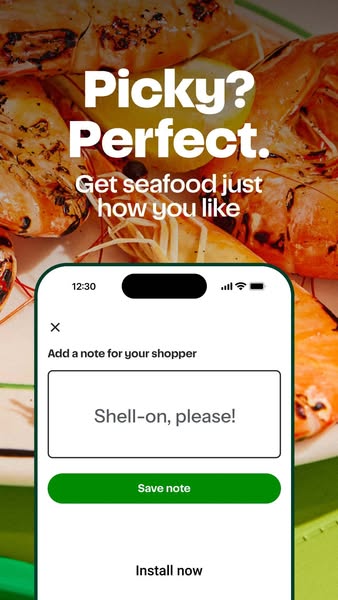 This ad shows a smartphone displaying a food delivery app and a customer using the app's note feature to customize a