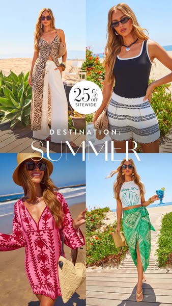 The ad features four images of women wearing clothing. Overlayed on the image is the text: "Destination: Summer&quo