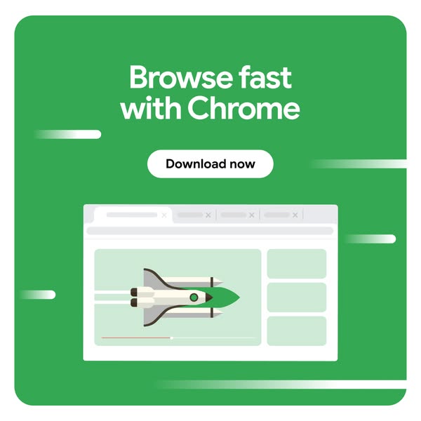 This image ad promotes Chrome as a fast browser.