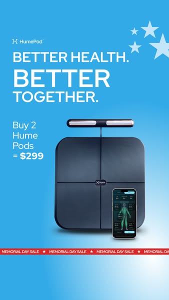 This ad promotes the Humepod and advertises a Memorial Day sale offering two Humepods for $299.
