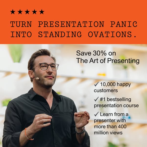 The image ad promotes "The Art of Presenting", a presentation course, by emphasizing its value in transforming