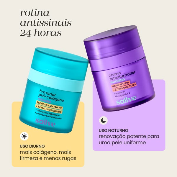 This image ad shows two Sallve skincare products, one for daytime use and one for nighttime use, with the goal of reduci