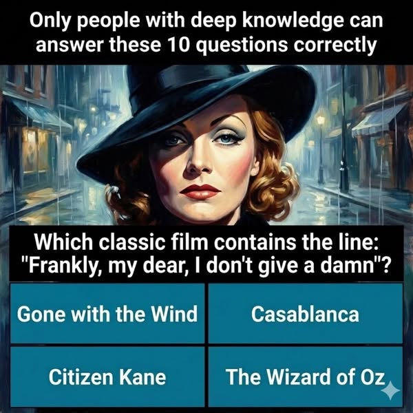 The ad presents a quiz question related to a classic film quote, challenging viewers to demonstrate their deep knowledge