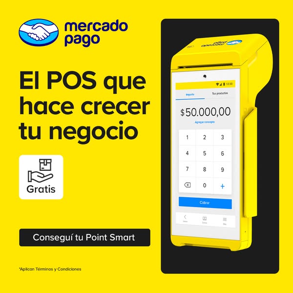 This ad for the Mercado Pago Point Smart POS system promotes the product's ability to help businesses grow.