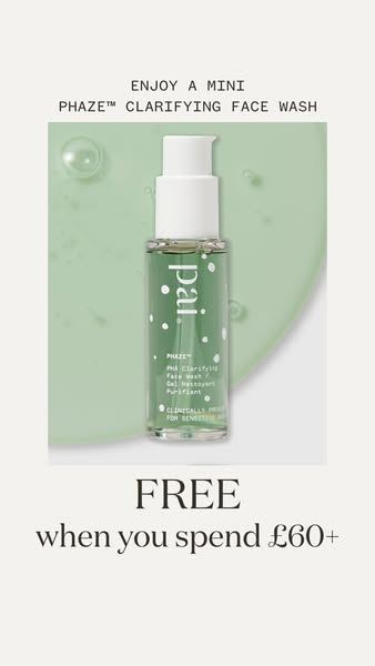 This image ad promotes Pai's Phaze Clarifying Face Wash as a free gift when spending £60 or more. The ad features a 