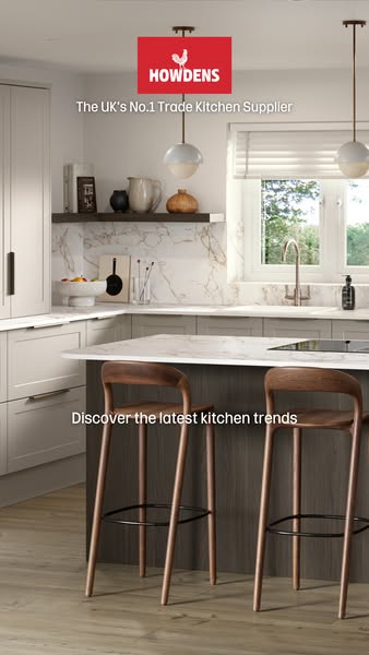 This static image ad showcases a kitchen and promotes Howdens as the UK's number one trade kitchen supplier. It enco