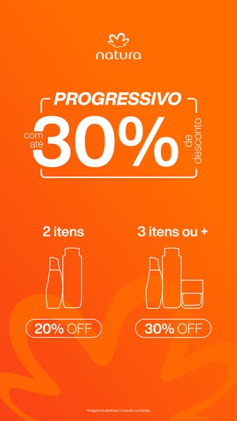The ad shows a promotion on Natura products. Customers get a 20% discount for purchasing 2 items, or a 30% discount for 