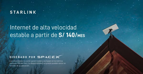 This ad is for Starlink internet. It features an image of a Starlink receiver on top of a house with the headline "