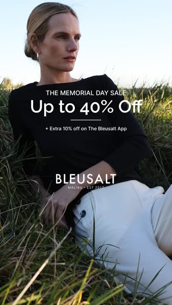 This image ad by Bleusalt promotes a Memorial Day sale with a discount of up to 40% off, plus an extra 10% off on The Bl