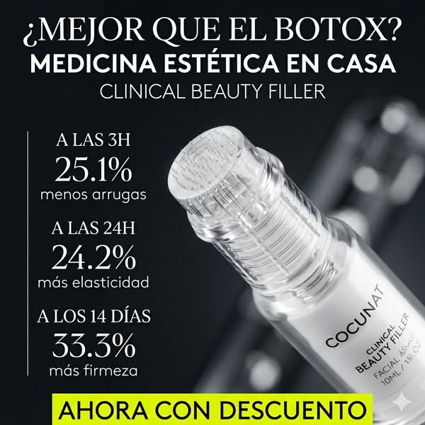 The ad features the Cocunat Clinical Beauty Filler and highlights the benefits of using the product. It states that the 