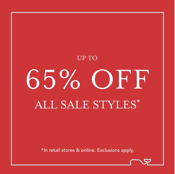 This ad is promoting a sale offering up to 65% off all sale styles in retail stores and online.