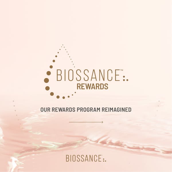 This ad announces that the brand Biossance has reimagined their rewards program.