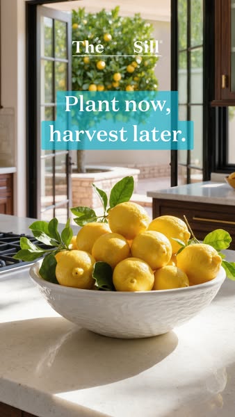 This ad promotes The Sill, a brand that sells plants. The ad shows a bowl of lemons and encourages the user to "Pla