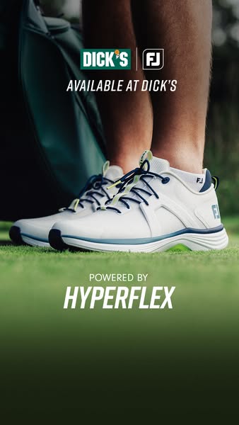 This image ad for FootJoy golf shoes uses a close-up shot of the product being worn on a golf course. The ad highlights
