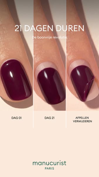 This ad showcases Manucurist Paris nail polish and its longevity. It features a time-lapse demonstration of the nail pol
