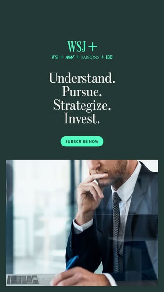 This ad for WSJ+ features a man in a suit contemplating his investments. The ad encourages viewers to subscribe to WSJ+