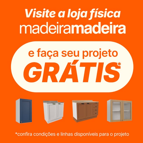 This image ad for Madeiramadeira encourages customers to visit their physical store and create their project for free.