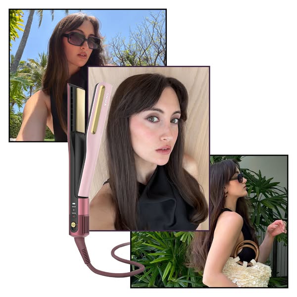 An ad showcasing the brand's hair straightener in use.
