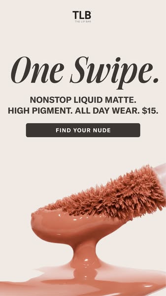 This ad is designed to promote a liquid matte lipstick. The ad features a close-up shot of the lipstick applicator cover