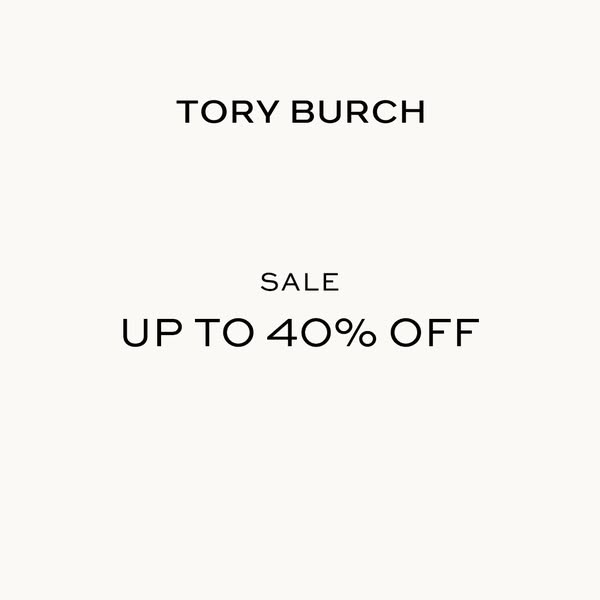 This is a simple image ad displaying a sale of up to 40% off for Tory Burch.