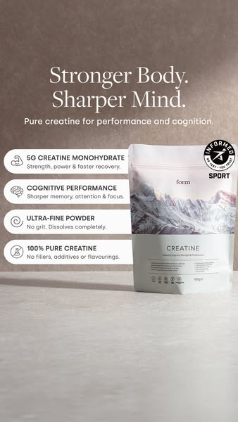 This ad promotes Form brand creatine. The ad emphasizes the benefits of creatine for both physical strength and cognitiv